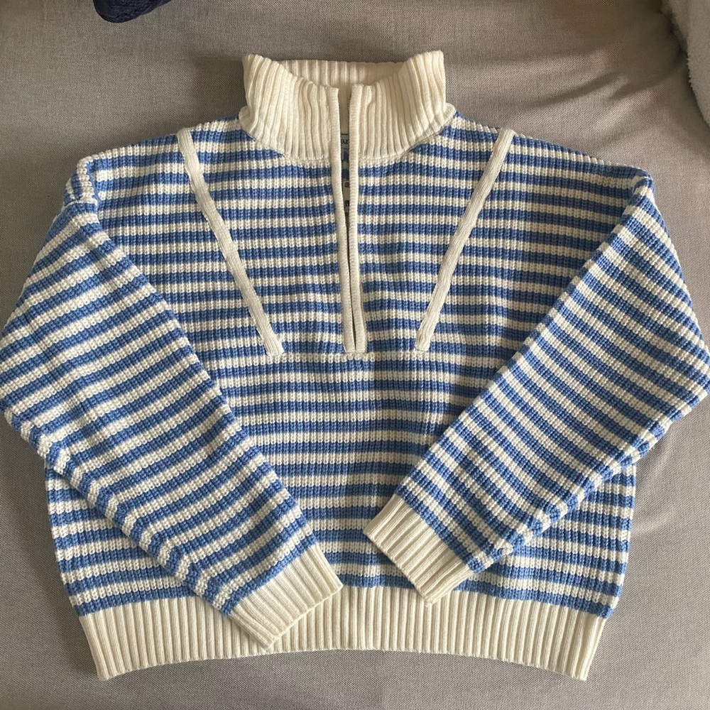 Grey Bandit Blue & White Striped Half-Zip Sweater - Picture 2 of 6